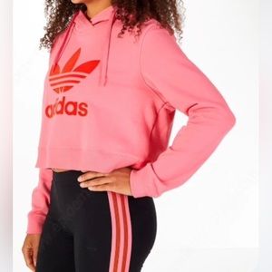 Adidas pink crop hoodie size L magenta pink